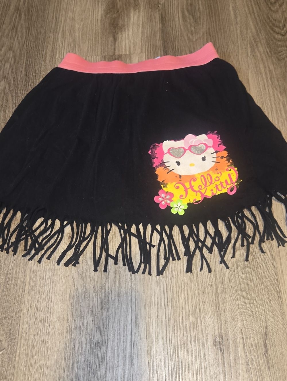 Hello Kitty Black Skort with Pink Waistband and Multicolor Graphic